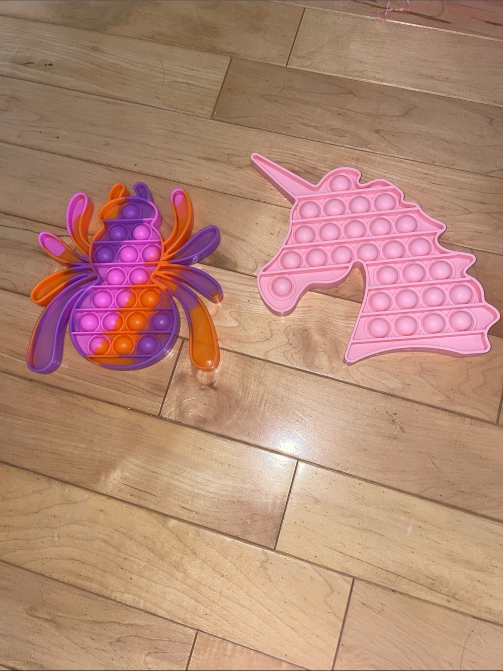 Pink Unicorn & Purple/Orange Spider Pop It Sensory Fidget Toys - Kids